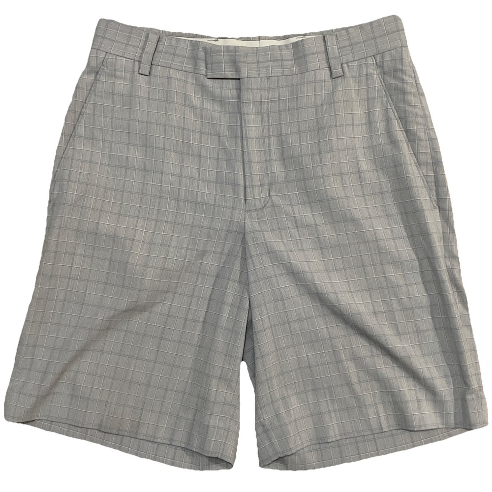 Tiger Woods Collection Shorts Mens 30x9 Chino Flat Front Plaid Golf Outdoor Gray